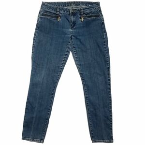 MICHAEL KORS Straight Leg Stretch Zip Pocket Jeans Medium Wash Blue Sz 6